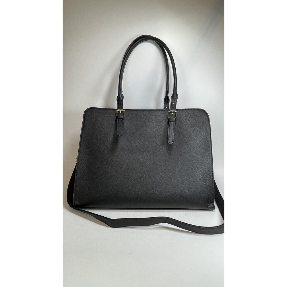 Large Black faux Leather laptop Briefcase Shoulder Top Handle Bag 12x16